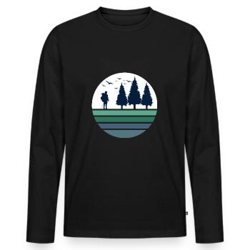 randonnée aventure temps randonnée forêt noire trekking - T-shirt manches longues Premium bio Homme - noir - Devant - Nico (187cm)