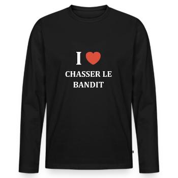 chasseur de bandit - T-shirt manches longues Premium bio Homme - noir - Devant - Nico (187cm)