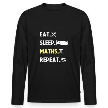 Eat Sleep Math Repeat - Men's Premium Organic Long Sleeve Shirt - black - Front - Nico (187cm)