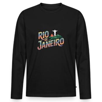 Rio de Janeiro - T-shirt manches longues Premium bio Homme - noir - Devant - Nico (187cm)