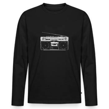 Ghettoblaster for Black Shirts - Männer Premium Bio Langarmshirt - Schwarz - Vorne - Nico (187cm)