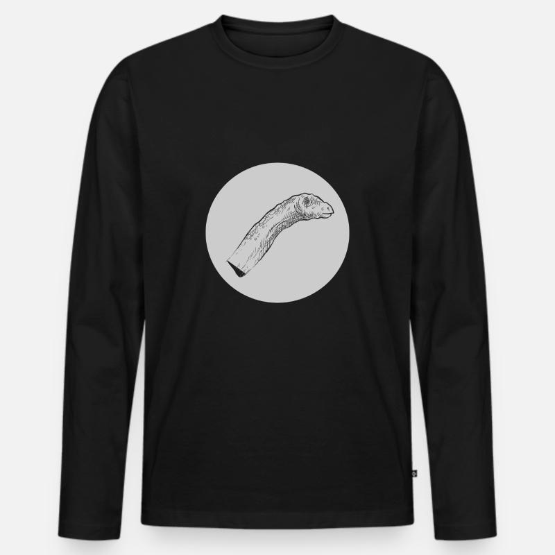 Langhals Dino Dinosaurier Saurier - Männer Premium Bio Langarmshirt - Schwarz