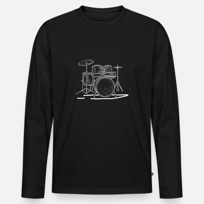 Schlagzeug - Männer Premium Bio Langarmshirt - Schwarz