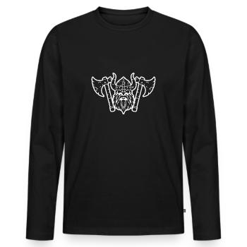 Wikinger Kopf mit Helm und Axt - Männer Premium Bio Langarmshirt - Schwarz - Vorne - Nico (187cm)