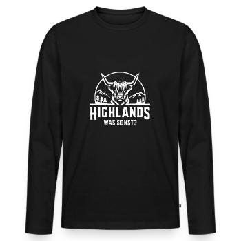 Highlands was sonst Schottisches Hochlandrind - Männer Premium Bio Langarmshirt - Schwarz - Vorne - Nico (187cm)