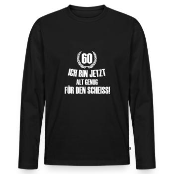 60 Geburtstag - Männer Premium Bio Langarmshirt - Schwarz - Vorne - Nico (187cm)