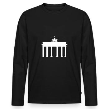 Brandenburger Tor Fahrrad - Männer Premium Bio Langarmshirt - Schwarz - Vorne - Nico (187cm)