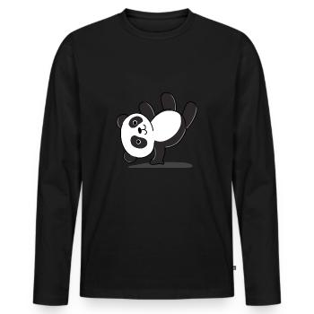 Panda Handstand - Men's Premium Organic Long Sleeve Shirt - black - Front - Nico (187cm)