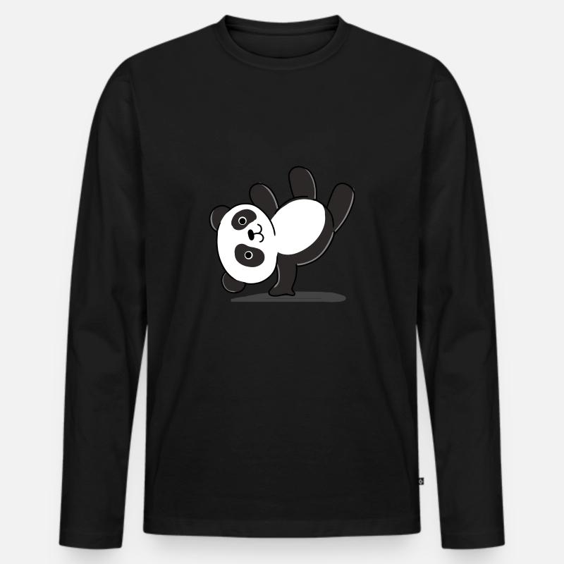 Panda Handstand - Männer Premium Bio Langarmshirt - Schwarz