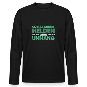 Sozialarbeit - Helden Ohne Umhang - Männer Premium Bio Langarmshirt - Schwarz - Vorne - Nico (187cm)