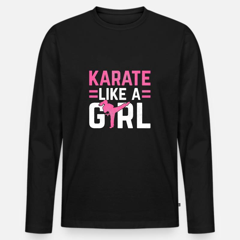Karate wie ein Mädchen - Männer Premium Bio Langarmshirt - Schwarz