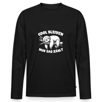 Süßes schläfriges Faultier - cool bleiben - Männer Premium Bio Langarmshirt - Schwarz - Vorne - Nico (187cm)