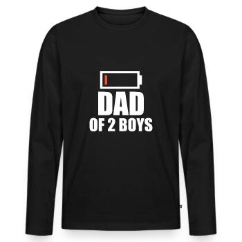 Batterie vide - Père de 2 gars - T-shirt manches longues Premium bio Homme - noir - Devant - Nico (187cm)