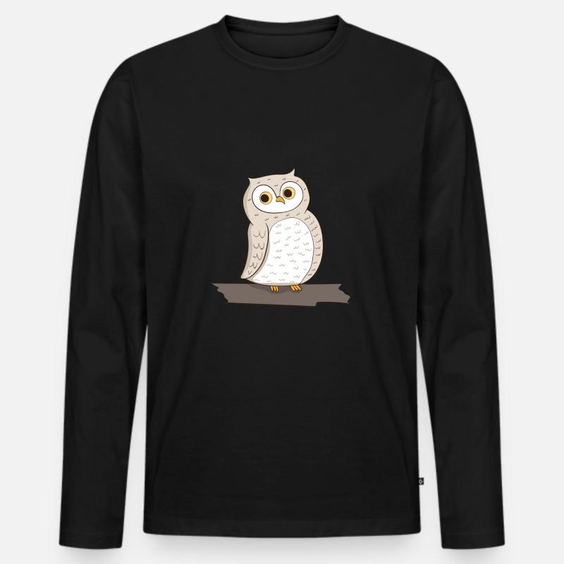 Vogel Eule - Männer Premium Bio Langarmshirt - Schwarz