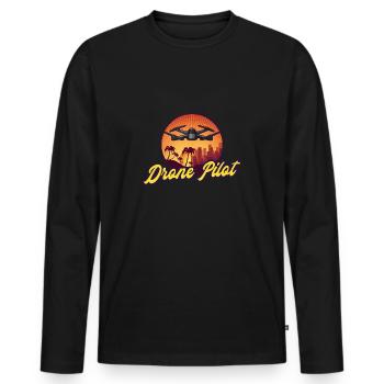 Cadeau de pilote de drone drone - T-shirt manches longues Premium bio Homme - noir - Devant - Nico (187cm)