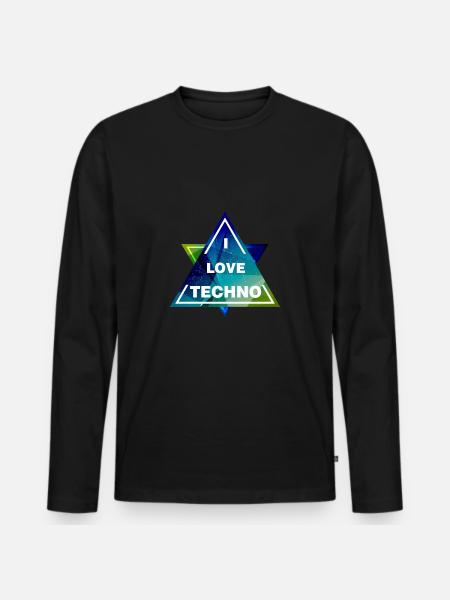 I LOVE TECHNO shirt - Men's Premium Organic Long Sleeve Shirt - black