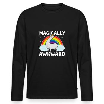 Llamacorn-Hemd - Männer Premium Bio Langarmshirt - Schwarz - Vorne - Nico (187cm)