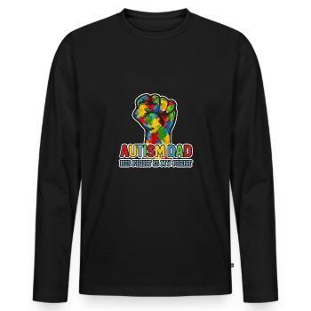 Autisme papa son combat est ma chemise de combat - T-shirt manches longues Premium bio Homme - noir - Devant - Nico (187cm)