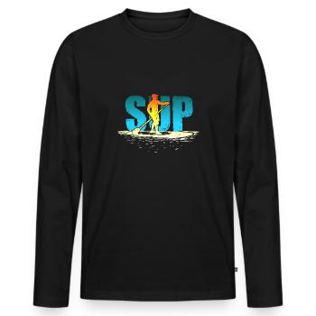 Stand Up Paddling Gift for SUP Boarder - Men's Premium Organic Long Sleeve Shirt - black - Front - Nico (187cm)