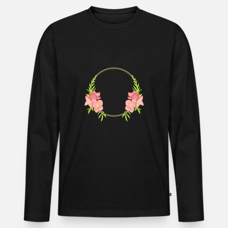 Blumenkreis - Männer Premium Bio Langarmshirt - Schwarz