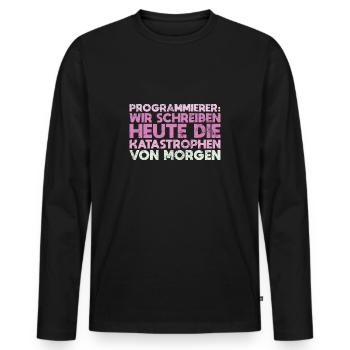 Programmierer: Wir Schreiben Heute Die... - Männer Premium Bio Langarmshirt - Schwarz - Vorne - Nico (187cm)