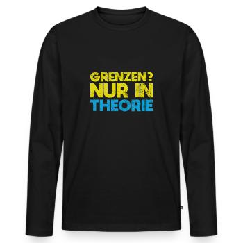 Grenzen? Nur In Theorie - Männer Premium Bio Langarmshirt - Schwarz - Vorne - Nico (187cm)