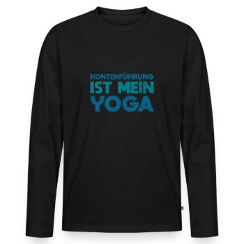 Kontenführung Ist Mein Yoga - Männer Premium Bio Langarmshirt - Schwarz - Vorne - Nico (187cm)