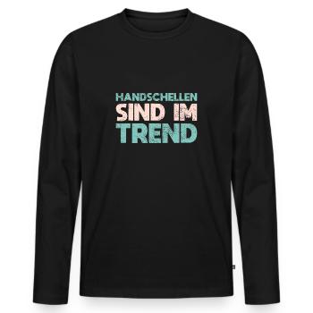 Handschellen Sind Im Trend - Männer Premium Bio Langarmshirt - Schwarz - Vorne - Nico (187cm)