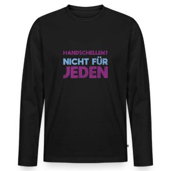 Handschellen? Nicht Für Jeden - Männer Premium Bio Langarmshirt - Schwarz - Vorne - Nico (187cm)