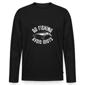 Go fishing, avoid people, rest by the water - Men's Premium Organic Long Sleeve Shirt - black - Front - Nico (187cm)