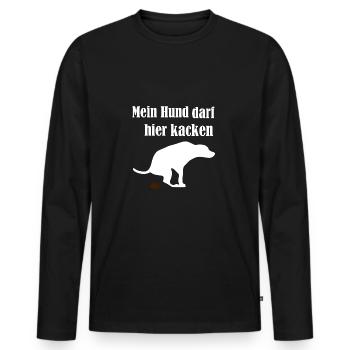 Mon chien peut chier ici | Chien défait - T-shirt manches longues Premium bio Homme - noir - Devant - Nico (187cm)