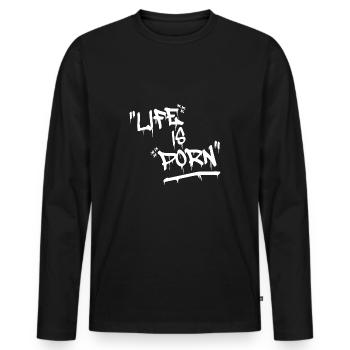 Life is Porn Graffiti Hip Hop - Männer Premium Bio Langarmshirt - Schwarz - Vorne - Nico (187cm)