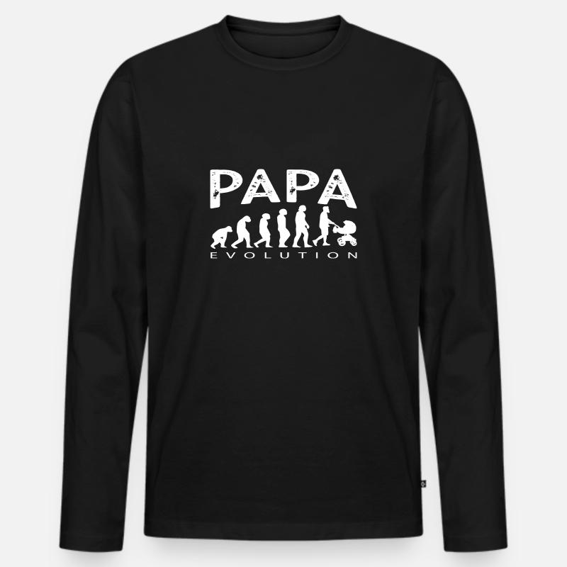 Evolution Papa - Männer Premium Bio Langarmshirt - Schwarz