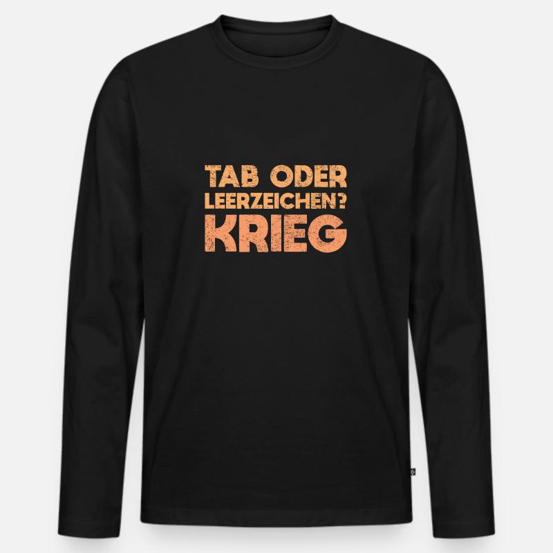 Tab Oder Leerzeichen? Krieg - Männer Premium Bio Langarmshirt - Schwarz