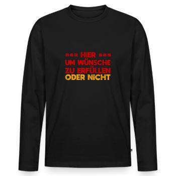 Hier, Um Wünsche Zu Erfüllen. Oder Nicht - Männer Premium Bio Langarmshirt - Schwarz - Vorne - Nico (187cm)