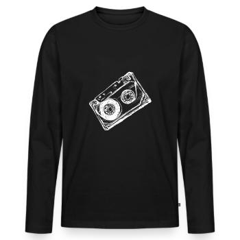 cassette - T-shirt manches longues Premium bio Homme - noir - Devant - Nico (187cm)