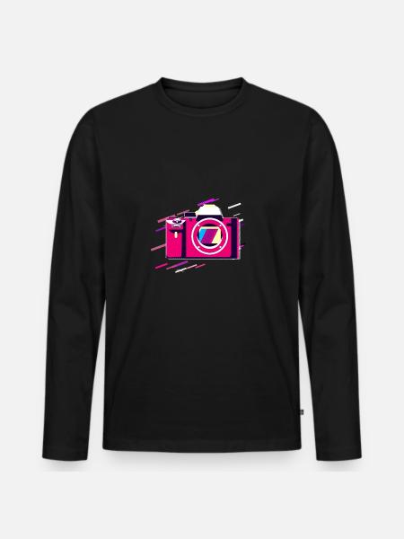 Background Body 80s Retro Violet - Men's Premium Organic Long Sleeve Shirt - black