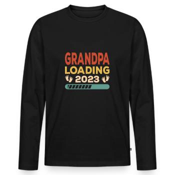 Granpa Loading 2023 Grand-père Grand-père Grand-père - T-shirt manches longues Premium bio Homme - noir - Devant - Nico (187cm)
