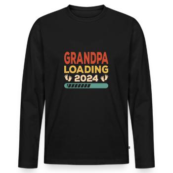 Granpa Loading 2024 Grand-père Grand-père Grand-père - T-shirt manches longues Premium bio Homme - noir - Devant - Nico (187cm)