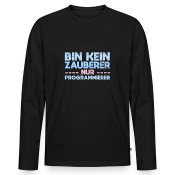Bin Kein Zauberer, Nur Programmierer - Männer Premium Bio Langarmshirt - Schwarz - Vorne - Nico (187cm)