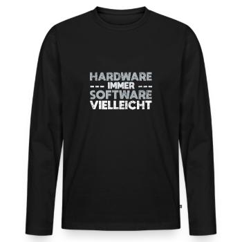 Hardware Immer Software Vielleicht - Männer Premium Bio Langarmshirt - Schwarz - Vorne - Nico (187cm)