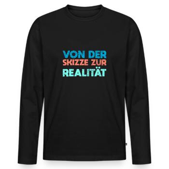 Von Der Skizze Zur Realität - Männer Premium Bio Langarmshirt - Schwarz - Vorne - Nico (187cm)