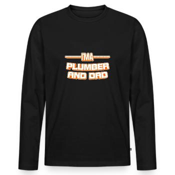 Je suis plombier et papa - T-shirt manches longues Premium bio Homme - noir - Devant - Nico (187cm)