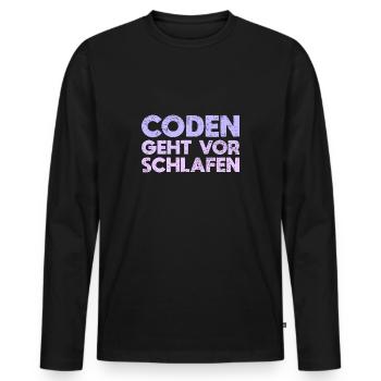 Coden Geht Vor Schlafen - Männer Premium Bio Langarmshirt - Schwarz - Vorne - Nico (187cm)