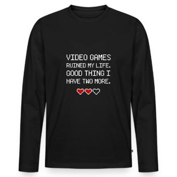 Gamer gaming games heart life health - Männer Premium Bio Langarmshirt - Schwarz - Vorne - Nico (187cm)