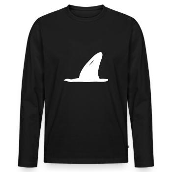 Hai Flosse, Haifischflosse Shirt Shark Kinder Kids - Männer Premium Bio Langarmshirt - Schwarz - Vorne - Nico (187cm)