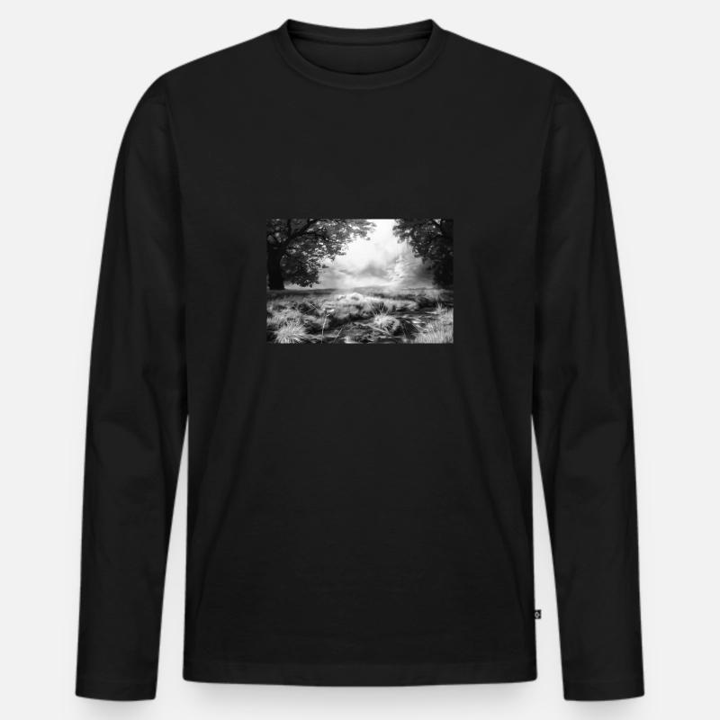 Acryl Nebelwald Gemälde 2 acrbw - Männer Premium Bio Langarmshirt - Schwarz