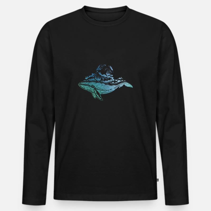 Wal und Wasser - Männer Premium Bio Langarmshirt - Schwarz