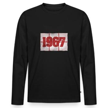 Born in 1967 - Men's Premium Organic Long Sleeve Shirt - black - Front - Nico (187cm)