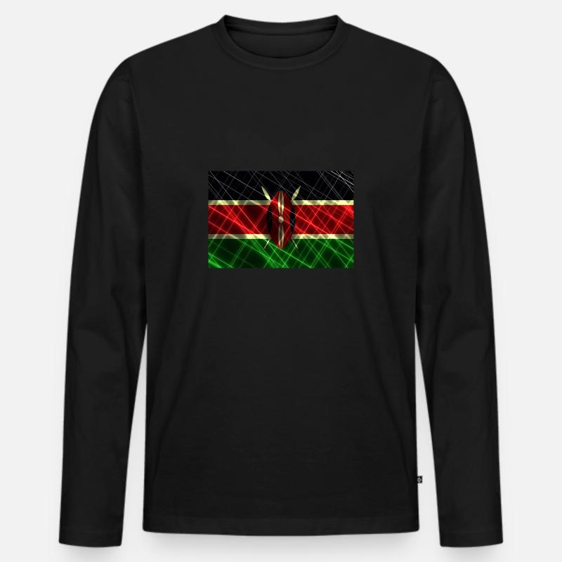 Kenia - Männer Premium Bio Langarmshirt - Schwarz